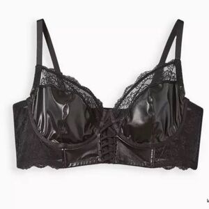 Torrid Black Lace-Up Pleather Bra